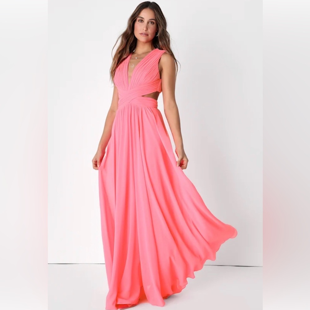 Lulu's Vivid Imagination Neon Pink Maxi Dress